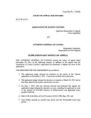 Federal Notice of Appeal Sample  Form