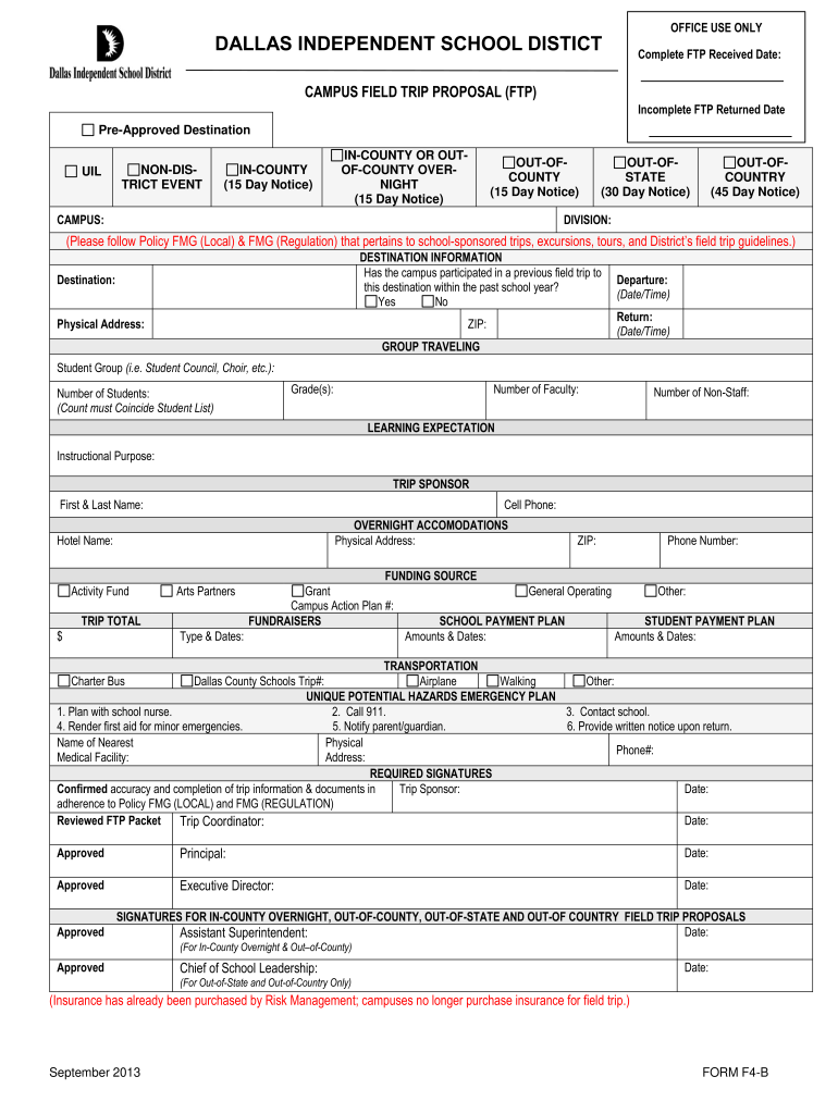 Get and Sign Field Trip Proposal Template 2013-2022 Form