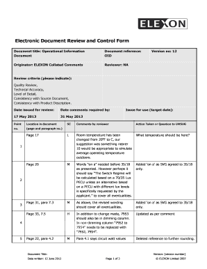 Template for Document Review  Form