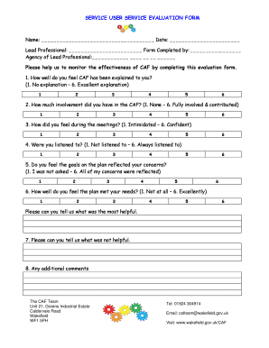 Service Evaluation Form