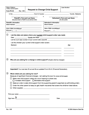 Request to Change Child Support Form Ps 02