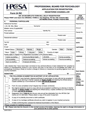  Form 24 MS MEDICAL and DENTAL PROFESSIONS BOARD Hpcsa 2014