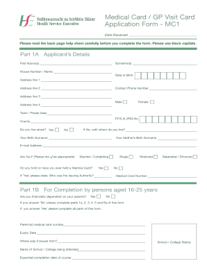  Gp Visit Card Application 2021-2024