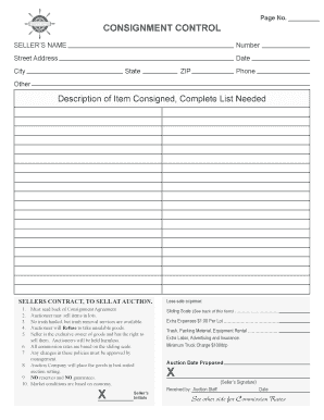 Download Our Consignment Form the Auction Mill