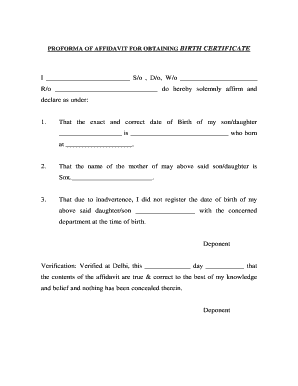 Birth Certificate Affidavit Format