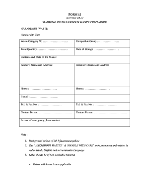 Hazardous Waste Form