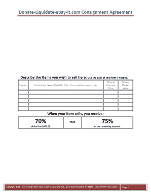Ebay Consignment Contract  Form