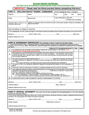 Zoo Sanitary Certificate  Form