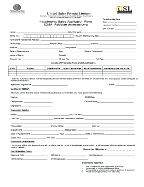 Installment Form in Urdu