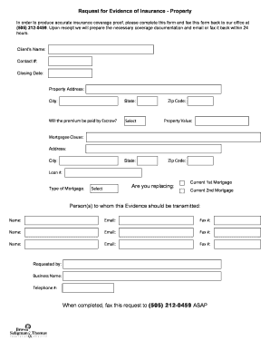 Request for Evidence of Insurance Template  Form