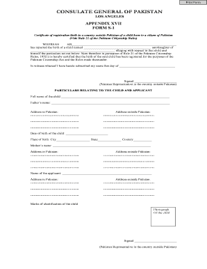 Consulate General of Pakistan  Form