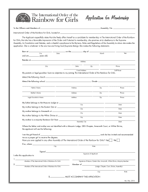 International Order of the Rainbow Form