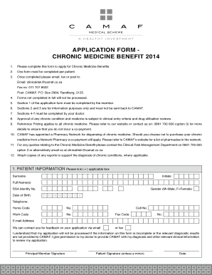 Camaf Chronic Application  Form