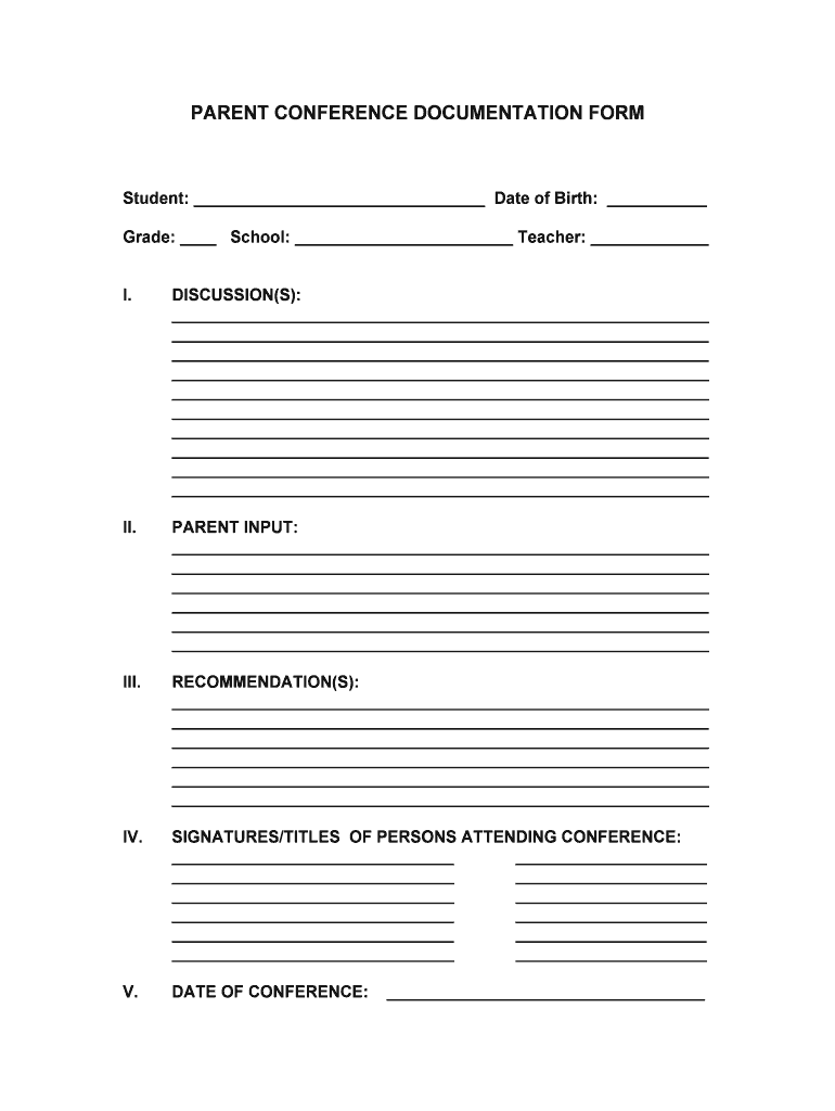 PARENT CONFERENCE DOCUMENTATION FORM