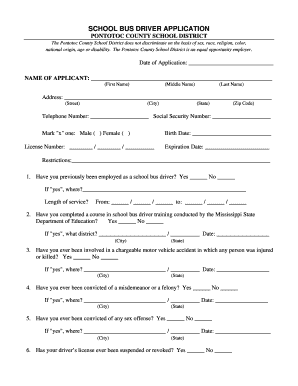 School Bus Driver Application Form