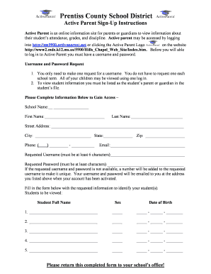 Active Student Prentiss County  Form