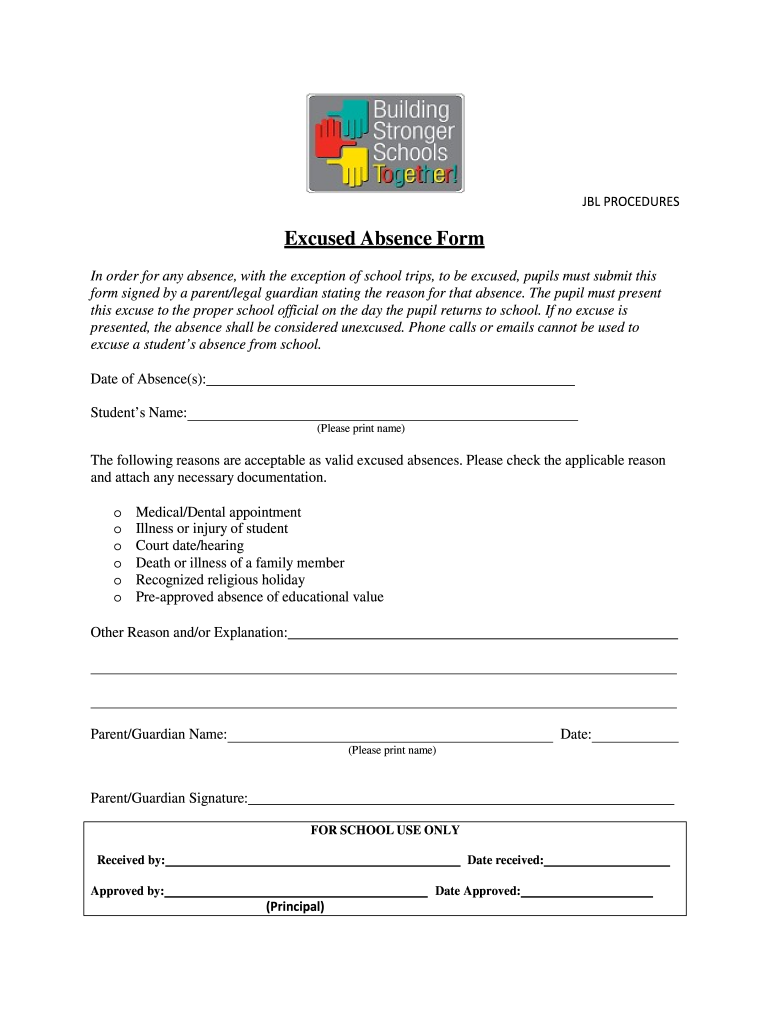  Absentee Form for School 2014-2024