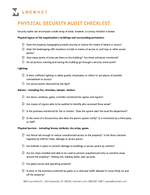 Security Audit Checklist XLS  Form