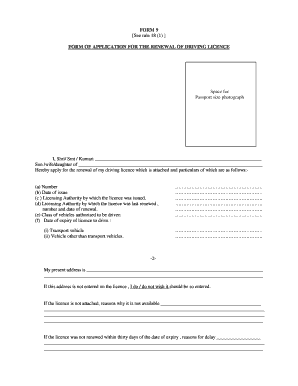 Driving Licence Application Form Download PDF