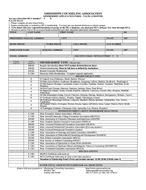 Mississippi Counseling Association  Form