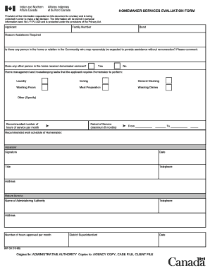 Homemaker Services Evaluation Form Fnsds