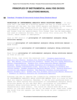 Undergraduate Instrumental Analysis Solutions Manual PDF  Form