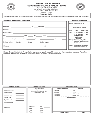  OPRA Request Form Manchester Township 2015