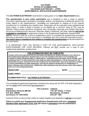 CALTRANS ELECTRICIAN I 9TR05  Form