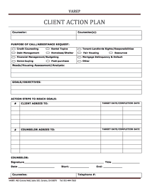 Client Action Plan  Form