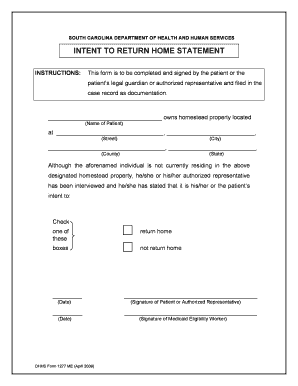 FM 1277 ME Statement of Intent to Return Home 4 09 DOC  Form