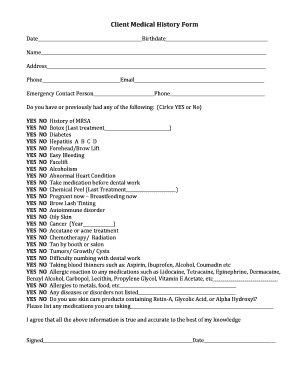 Client Medical History Form Lash Rx