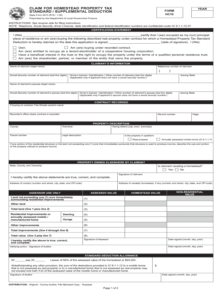  DLGF Deduction Forms 2020