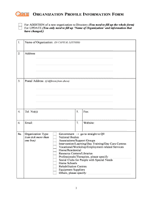 ORGANISATION PROFILE INFORMATION FORM