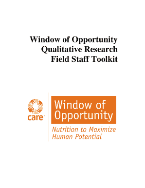 Window of Opportunity Qualitative Research Field Staff Toolkit  Form