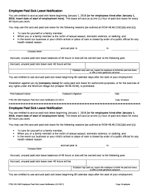  Employee Paid Sick Leave Notification Form Employee Paid Sick Leave Notification Form 2017