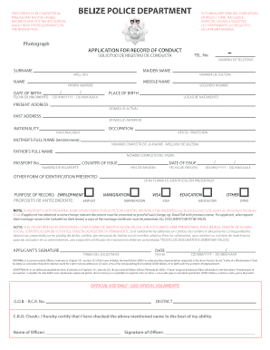 Police Record Application Form