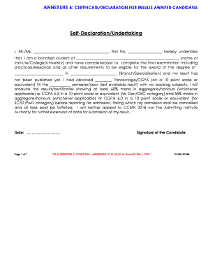 Application for Result Not Declared  Form