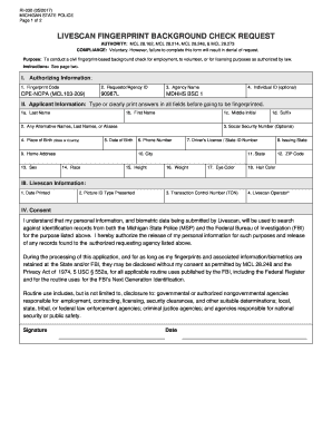 Background Check Michigan  Form