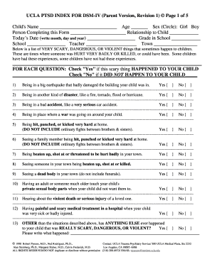 Ucla Ptsd Index Parent Version  Form