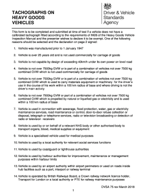 Tacho Exemption Form