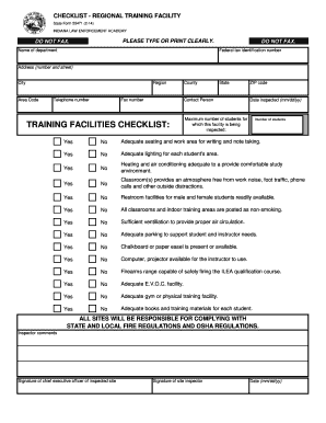 Training Facilities Checklist  Form