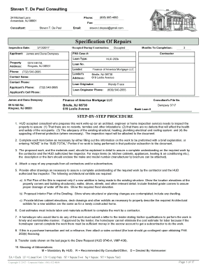 203k Specification of Repairs Form