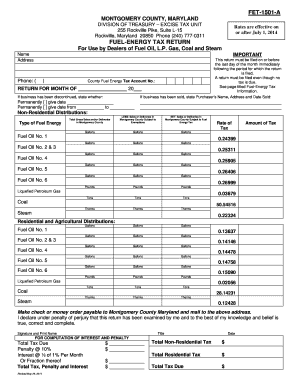 FET 1501 a FUEL ENERGY TAX RETURN  Form