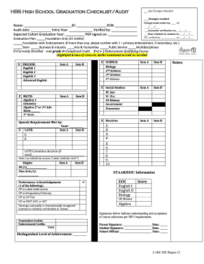 High School Graduation Checklist PDF  Form