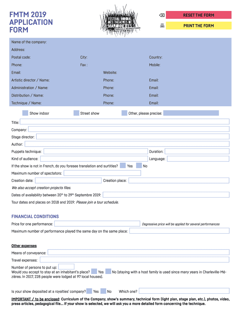  Fmtm Application Form Festival Mondial Des Thtres De 2019-2024