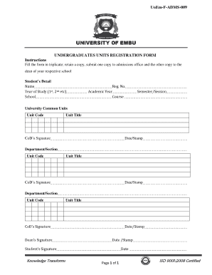 Embu University Online Registration  Form