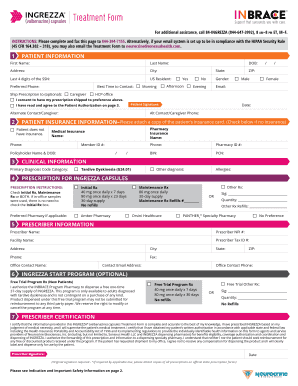 Ingrezza Enrollment Form