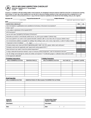 Welding Machine Checklist Excel  Form
