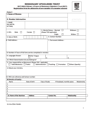 Missionary Upholders Trust  Form