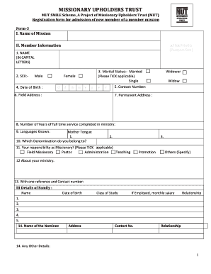 Missionary Upholders Trust Form